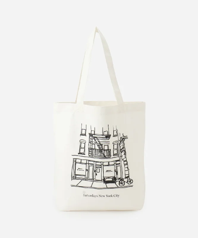 Cafe Sketch Canvas Tote