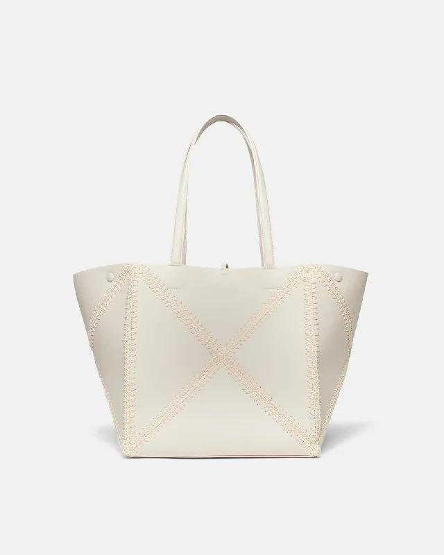 Origami Tote - Alt-Nappa Crochet Tote - Off White/Crème