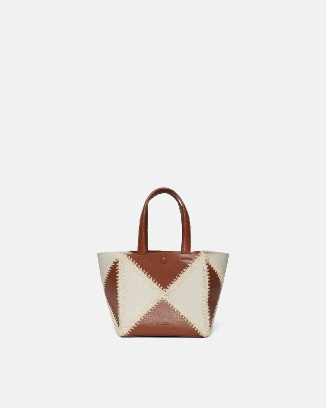 The Origami Mini - Alt-Nappa Tote - Off White Tan Creme