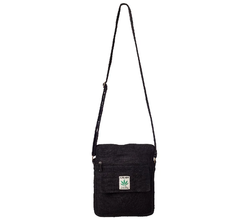 Black Crossbody Bag, Eco-Friendly Purse, Zipper Closure, Adjustable Strap