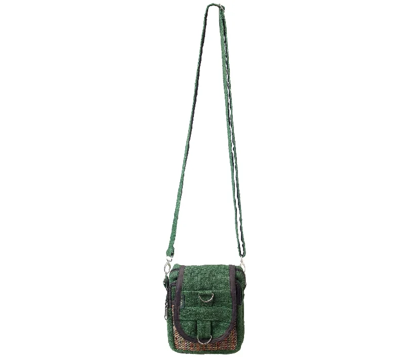 Green Shoulder Purse, Boho Hemp Bag, Gift For Her, Key Chain Holder