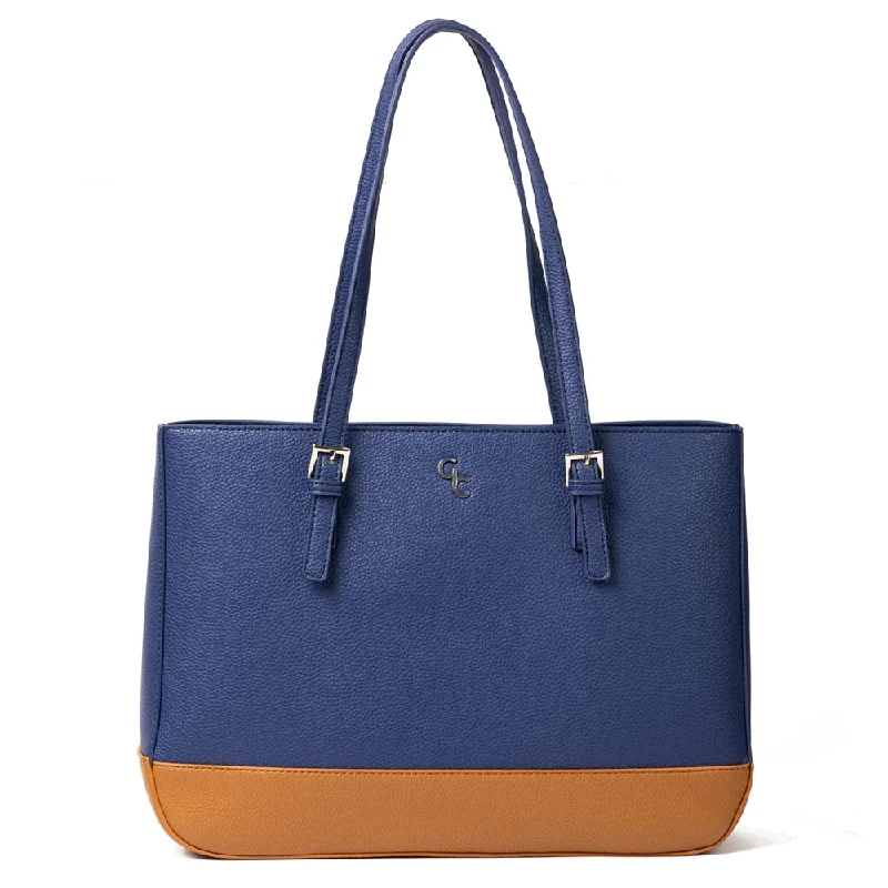 Galway Crystal Fashion Two Tone Tote Bag - Navy/Tan