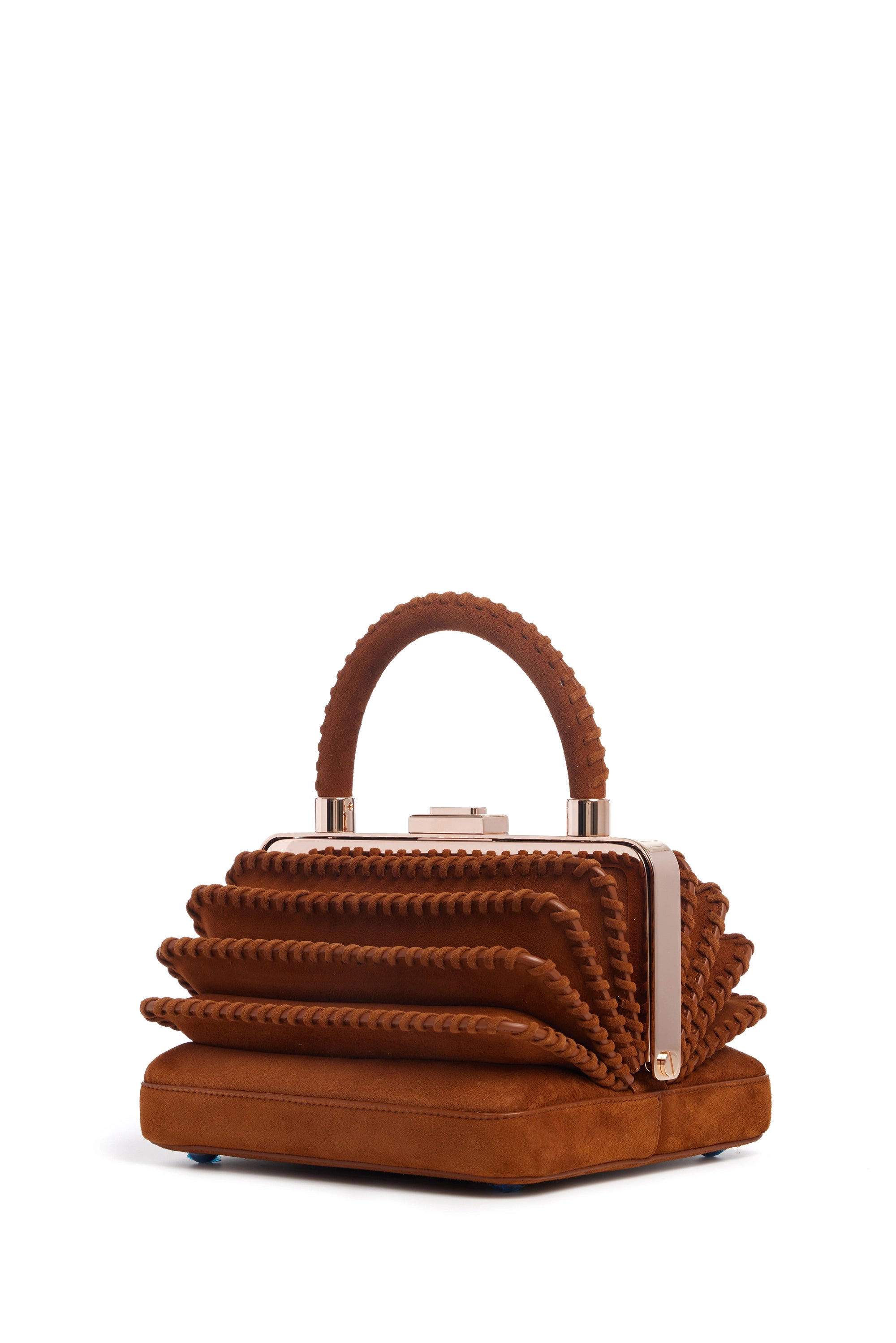 Whipstitch Diana Bag in Cognac Suede