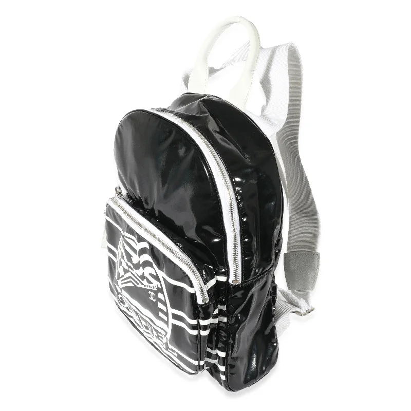 Black White Vinyl Small La Pausa Backpack