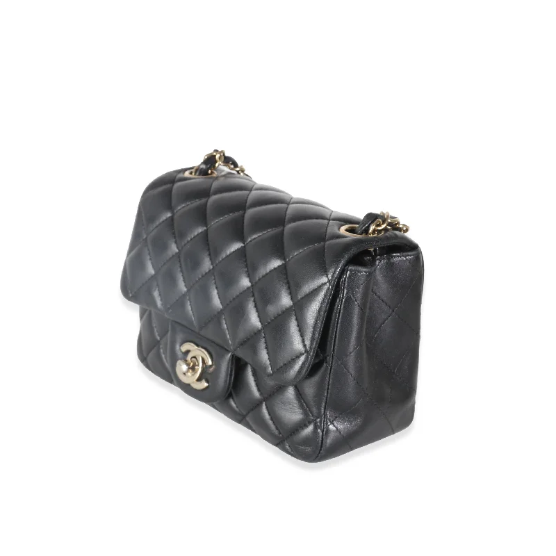 Black Quilted Lambskin Mini Square Flap Bag