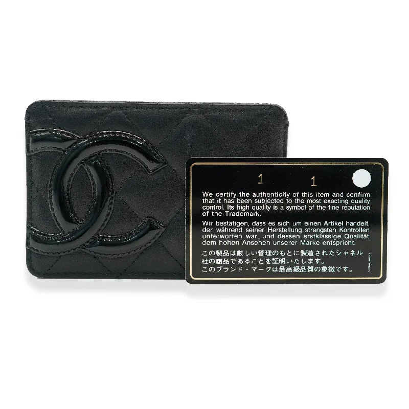 Black Quilted Lambskin Cambon Card Case