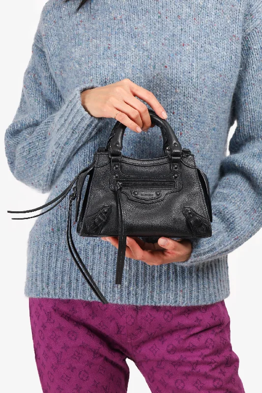 Balenciaga Black Leather Neo Classic Mini Bag with Strap