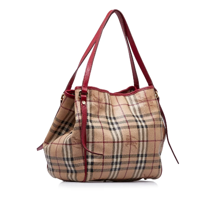 Beige Burberry Haymarket Check Canterbury Tote Bag