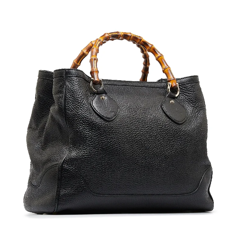 Black Gucci Medium Bamboo Diana Tote