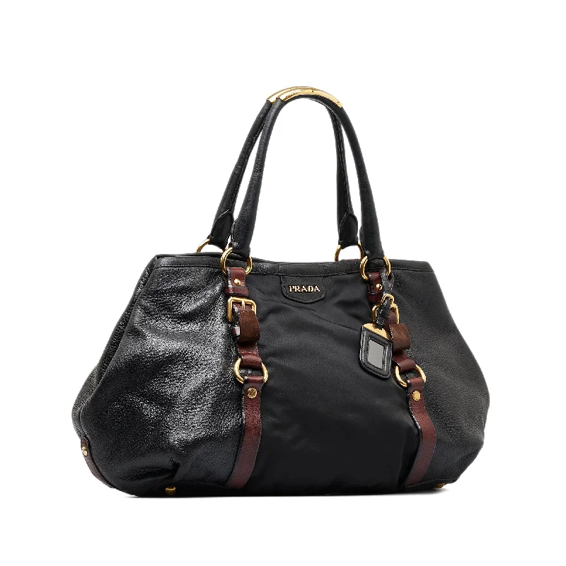 Black Prada Leather and Nylon Tote