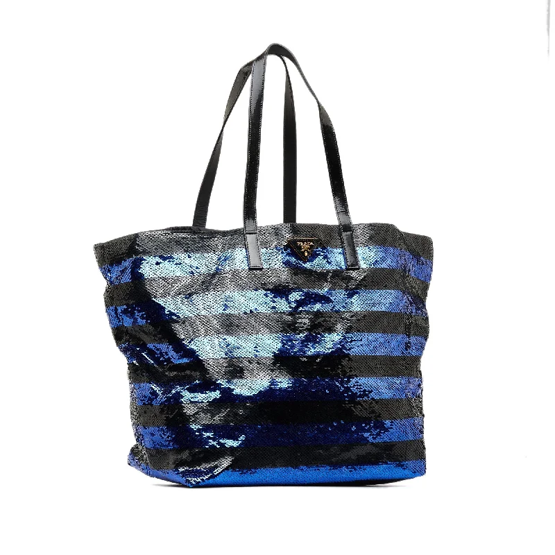 Blue Prada Sequined Satin Tote