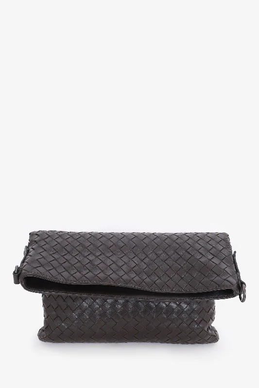 Bottega Veneta Black Intrecciato Leather Messenger Bag