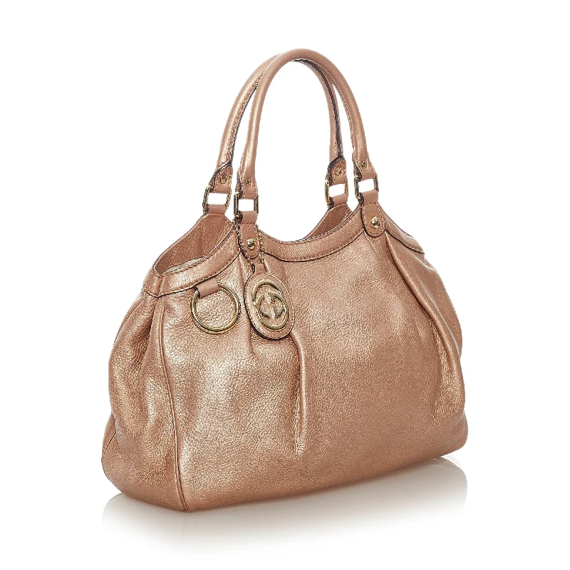 Beige Gucci Sukey Leather Tote Bag