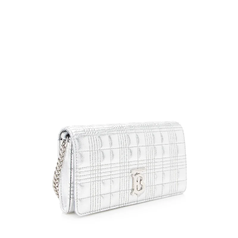 Burberry Metallic Quilted Lambskin TB Lola Wallet on Chain