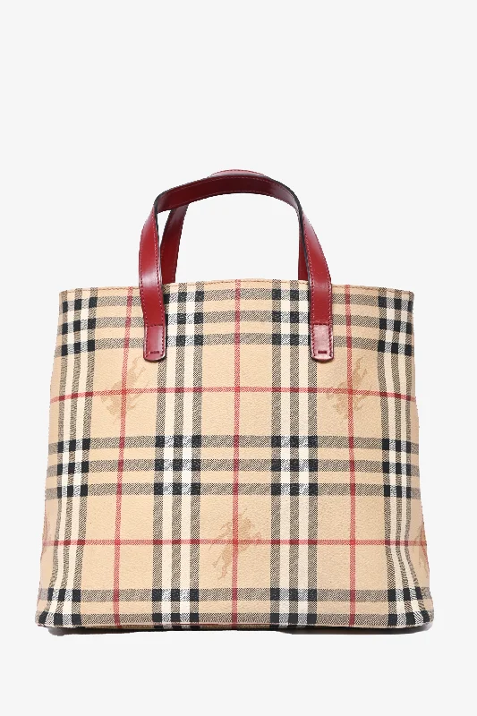 Burberry Nova Check Coated Canvas Small Tote