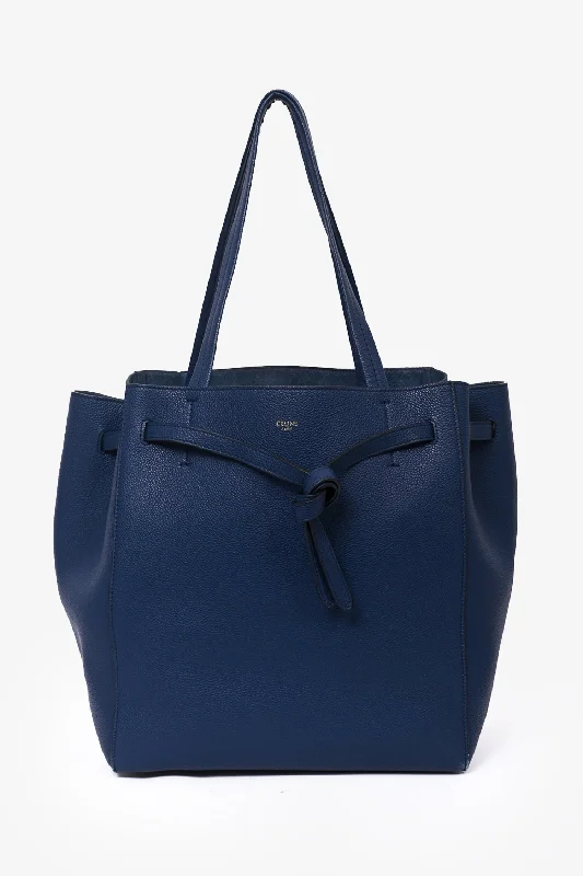 Celine Blue Leather Cabas Medium Phantom Tote