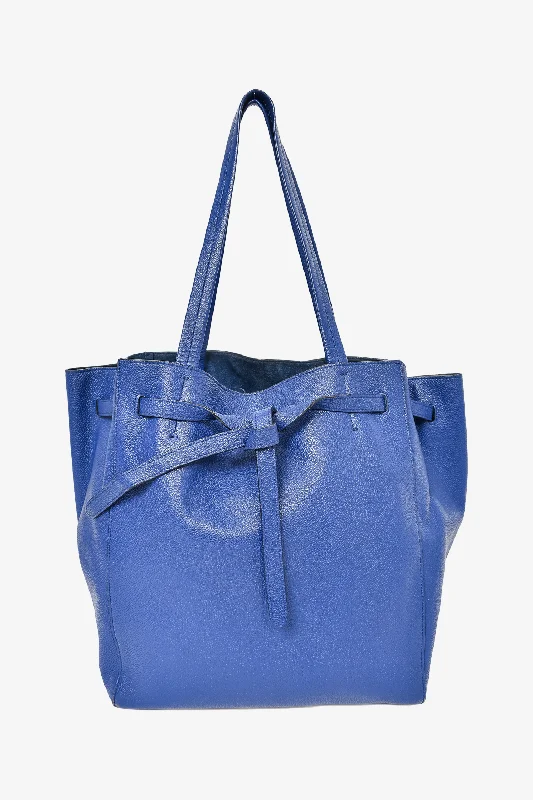 Celine Blue Pebble Leather Cabas Medium Tote