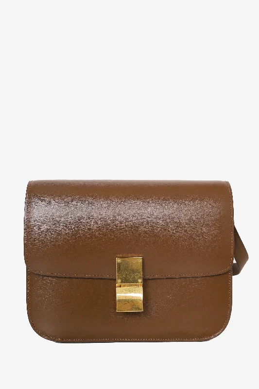 Celine Brown Leather Medium Classic Box Crossbody Bag