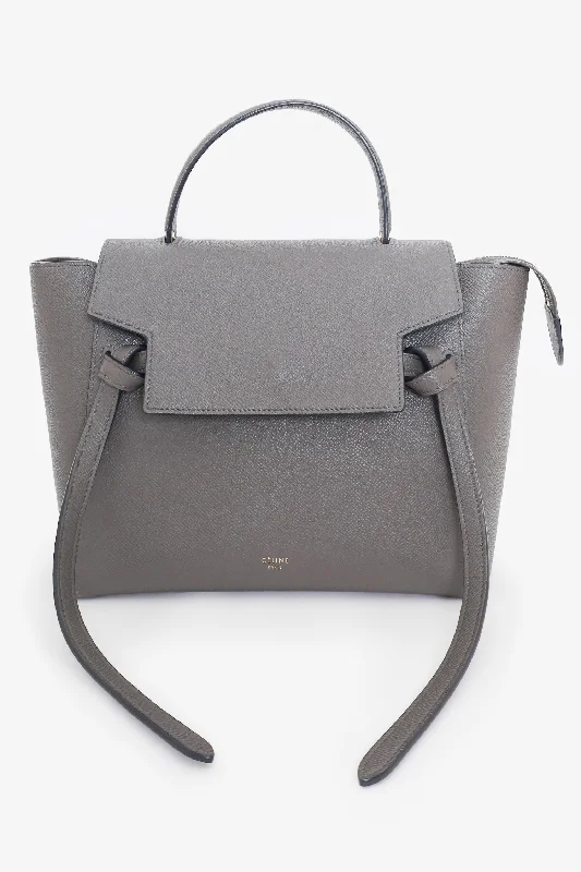 Celine Grey Leather Micro Belt Bag with Strap