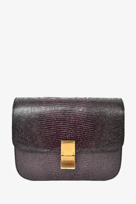 Celine Plum Lizard Medium Box Bag