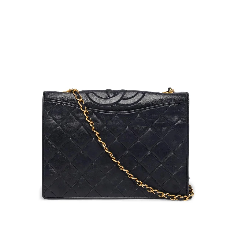 Chanel Vintage Navy Quilted Lambskin Small CC Flap Bag