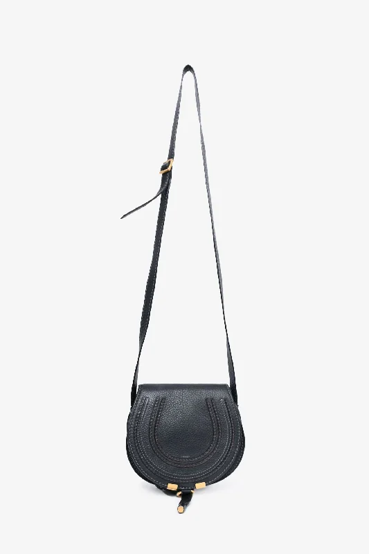 Chloe 2017 Black Grained Leather Small Marcie Crossbody Bag