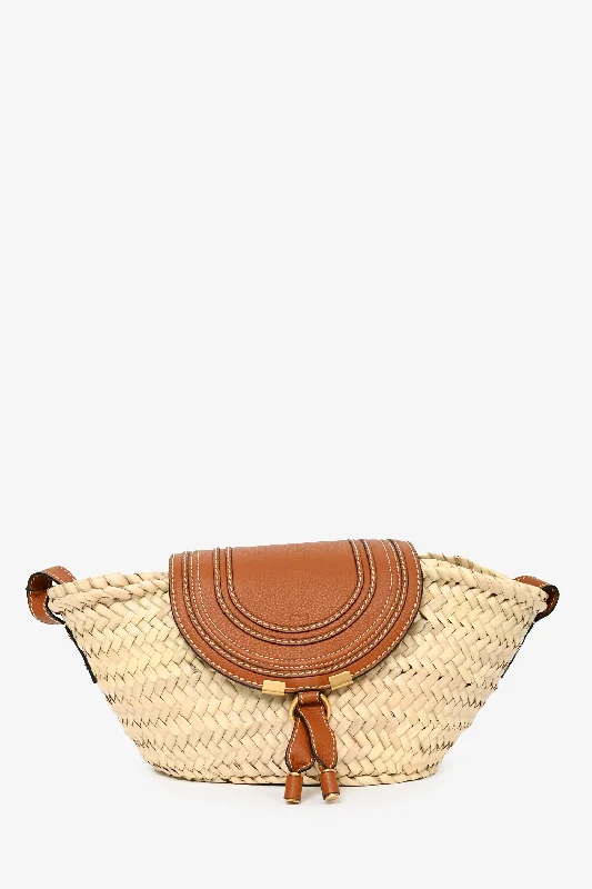 Chloe Brown Leather/Raffia 'Marcie' Basket Tote