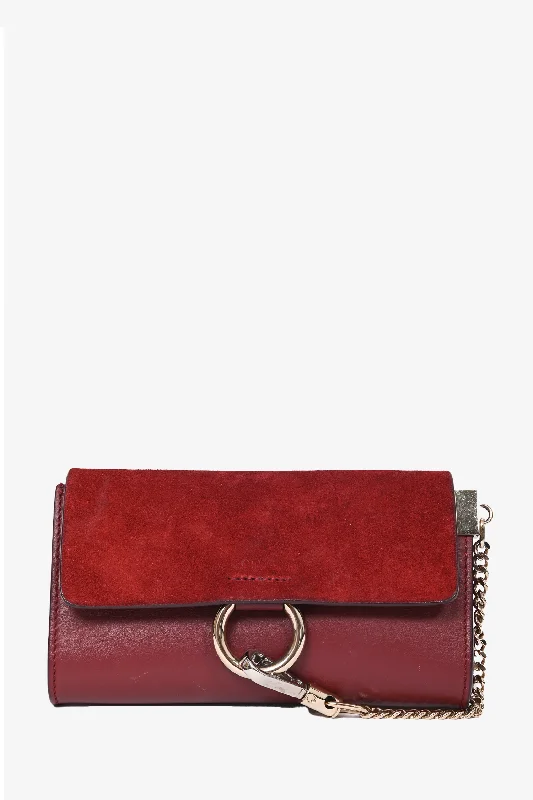 Chloe Burgundy Leather Faye Mini Crossbody Bag