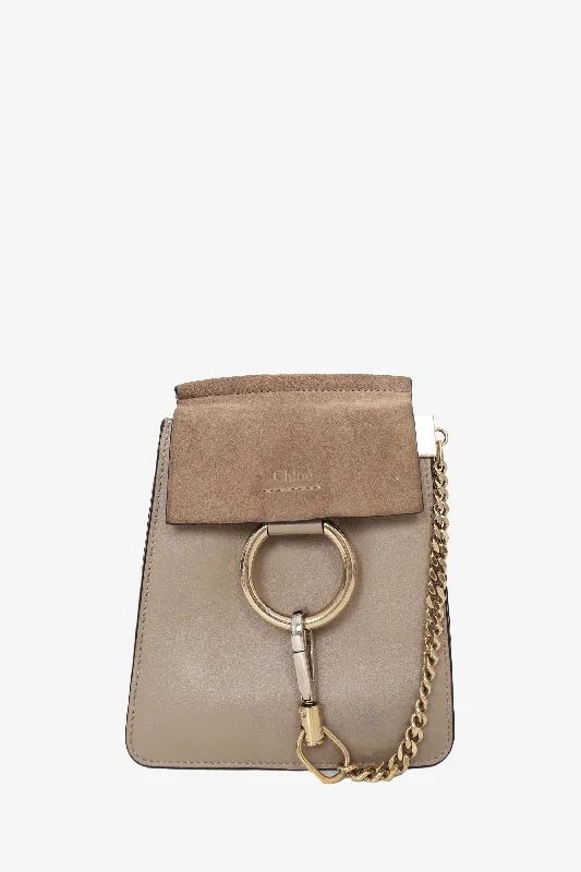 Chloe Taupe Leather/Suede Mini Faye Shoulder Bag