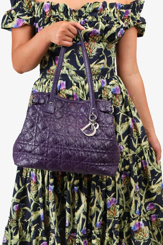 Christian Dior 2011 Purple Coated Canvas Medium Panarea Tote