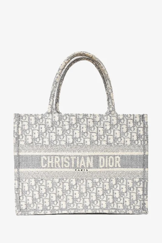 Christian Dior 2020 Grey/White Oblique Canvas Medium Book Tote