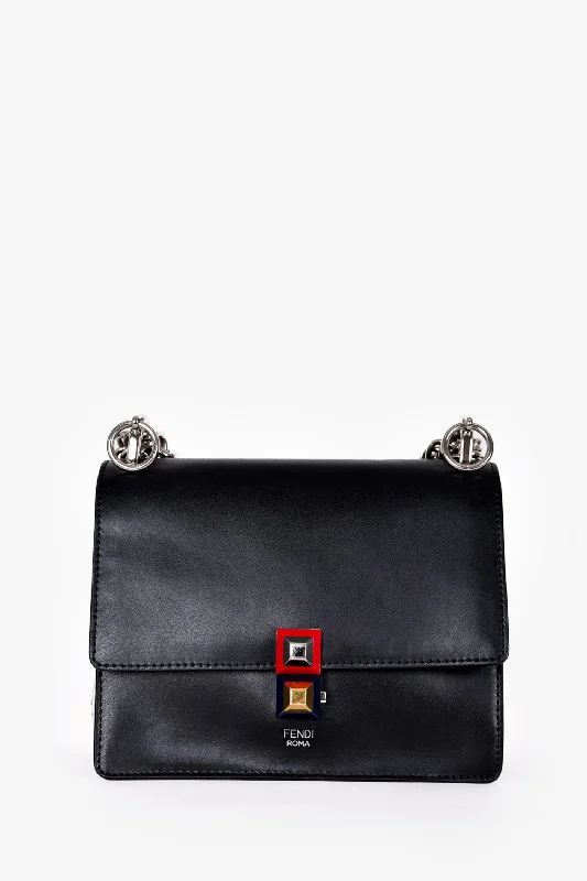 Fendi Black Leather Small 'Kan I' Crossbody Bag