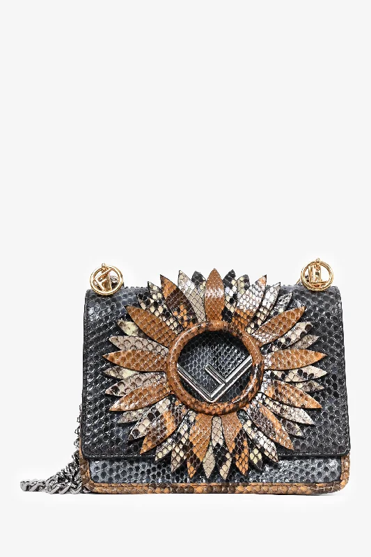 Fendi Python Navy/Brown 'Kan I' Crossbody Bag