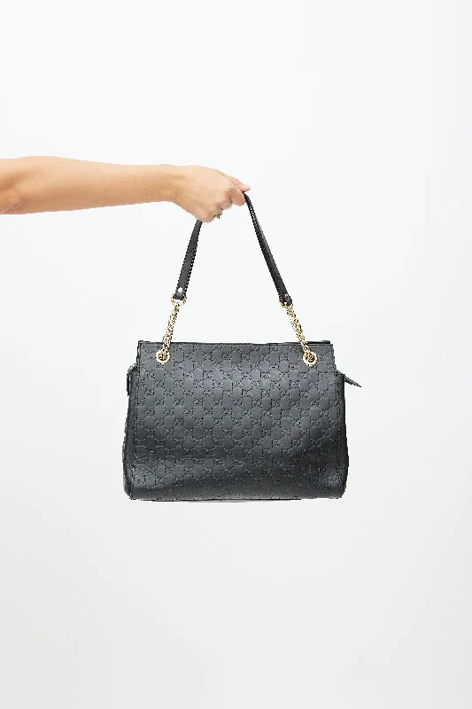 Black Signature Leather Guccissima Shoulder Bag