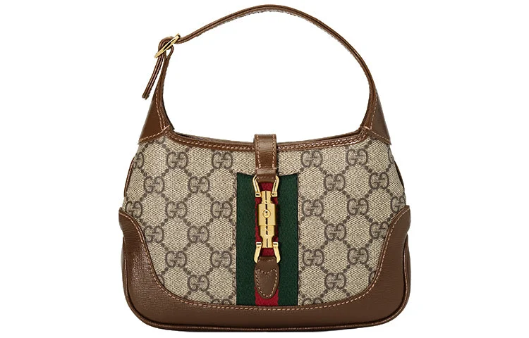 (WMNS) GUCCI Jackie 1961 SeriesGG Canvas Clutch Single Shoulder Bag mini Brown Monogram 637092-HUHHG-8565