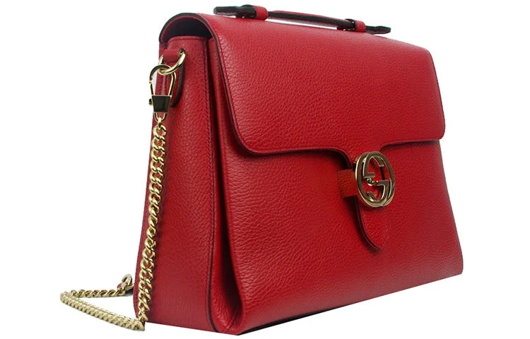 (WMNS) Gucci Double G Buckle Leather Messenger Bag Chain Large Red HandBag 510306-CAO0G-6420