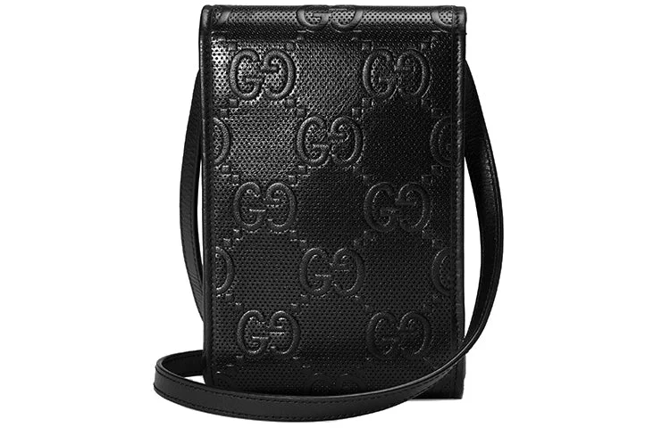 (WMNS) GUCCI Logo Embossing Leather Shoulder Messenger Bag Mini Unisex / Black 625571-1W3AN-1000