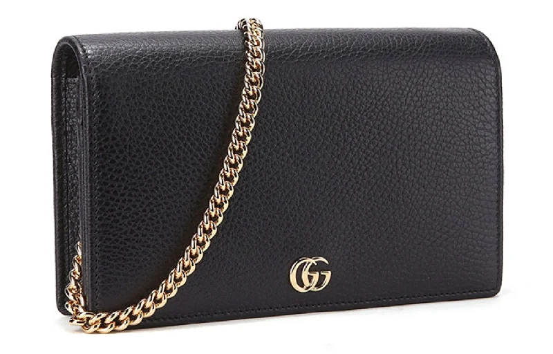 (WMNS) GUCCI Marmont Leather Mini Chain Bag 'Black Gold' 497985-CAO0G-1000