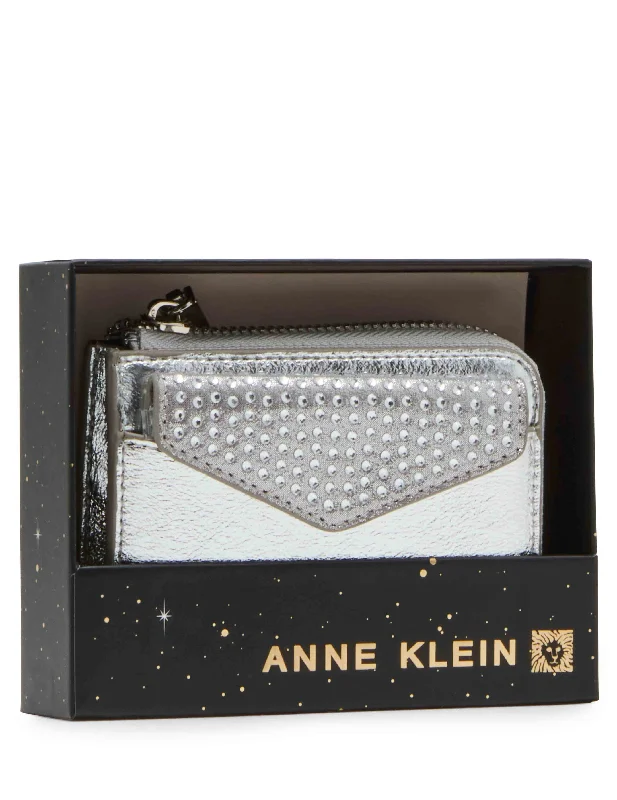 2 Piece Envelope Flap Curved Wallet With Rhinestones