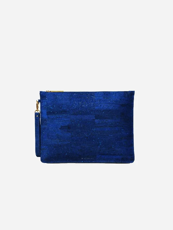 Delta Handcrafted Cork Vegan Large Clutch Pouch | Navy