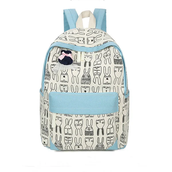 Animal Print Canvas Backpack Beige