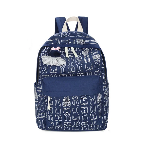 Animal Print Canvas Backpack Blue