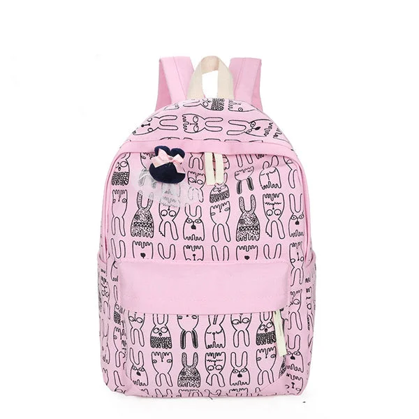 Animal Print Canvas Backpack Pink