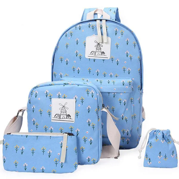 AnnaMouler Designer Casual Canvas Backpack Light Blue