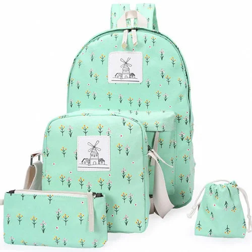 AnnaMouler Designer Casual Canvas Backpack Light Green