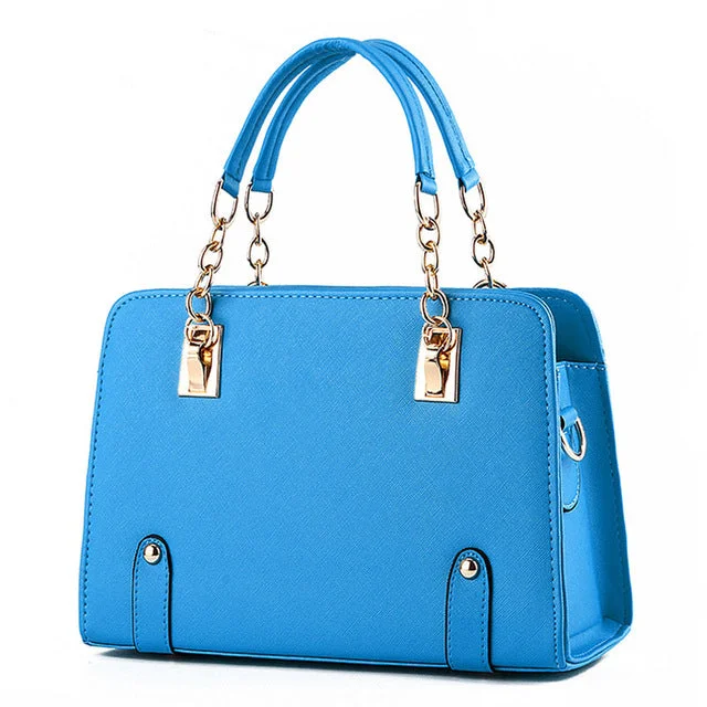 AnnaMouler Famous Handbags with Chain Light Blue