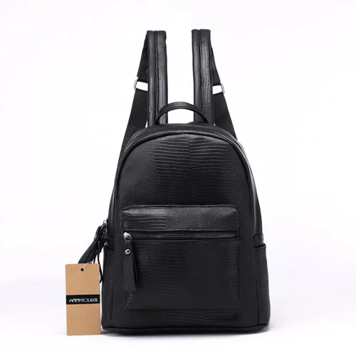 AnnaMouler Fashion Alligator Pattern Backpack Black