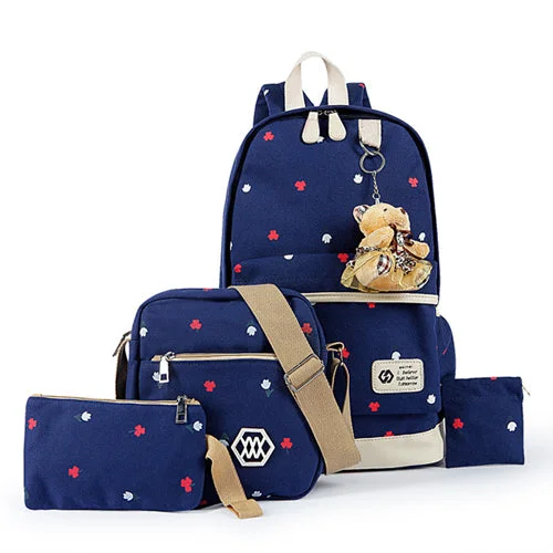 AnnaMouler High Quality Backpack Set for Girls Blue