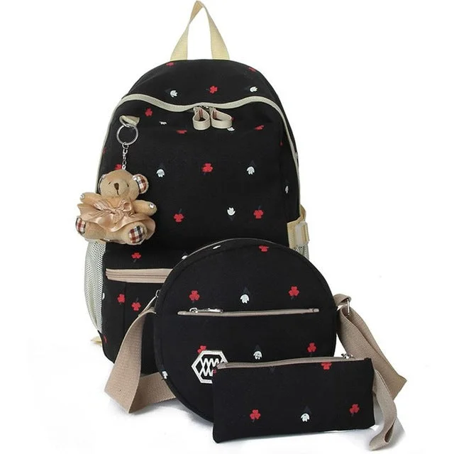 AnnaMouler High Quality Preppy Style Backpack Black