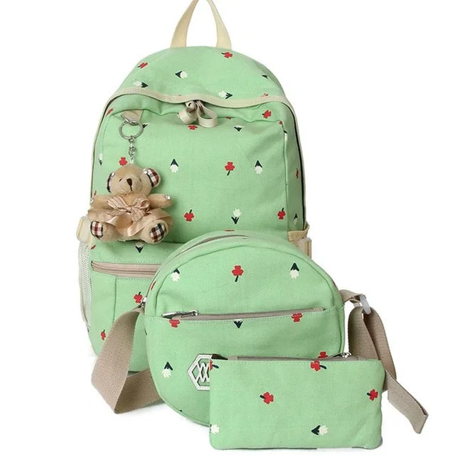 AnnaMouler High Quality Preppy Style Backpack Green